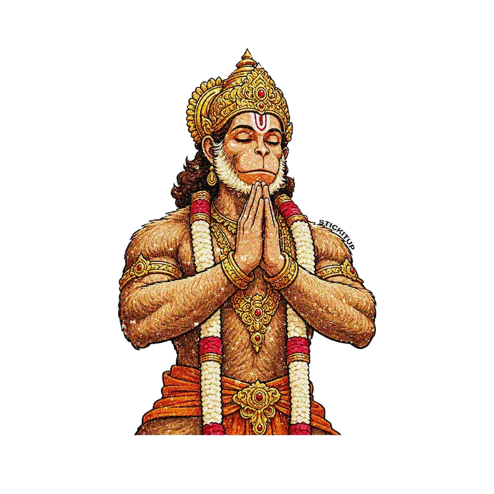 Hanuman With Garlands Glitter Sticker